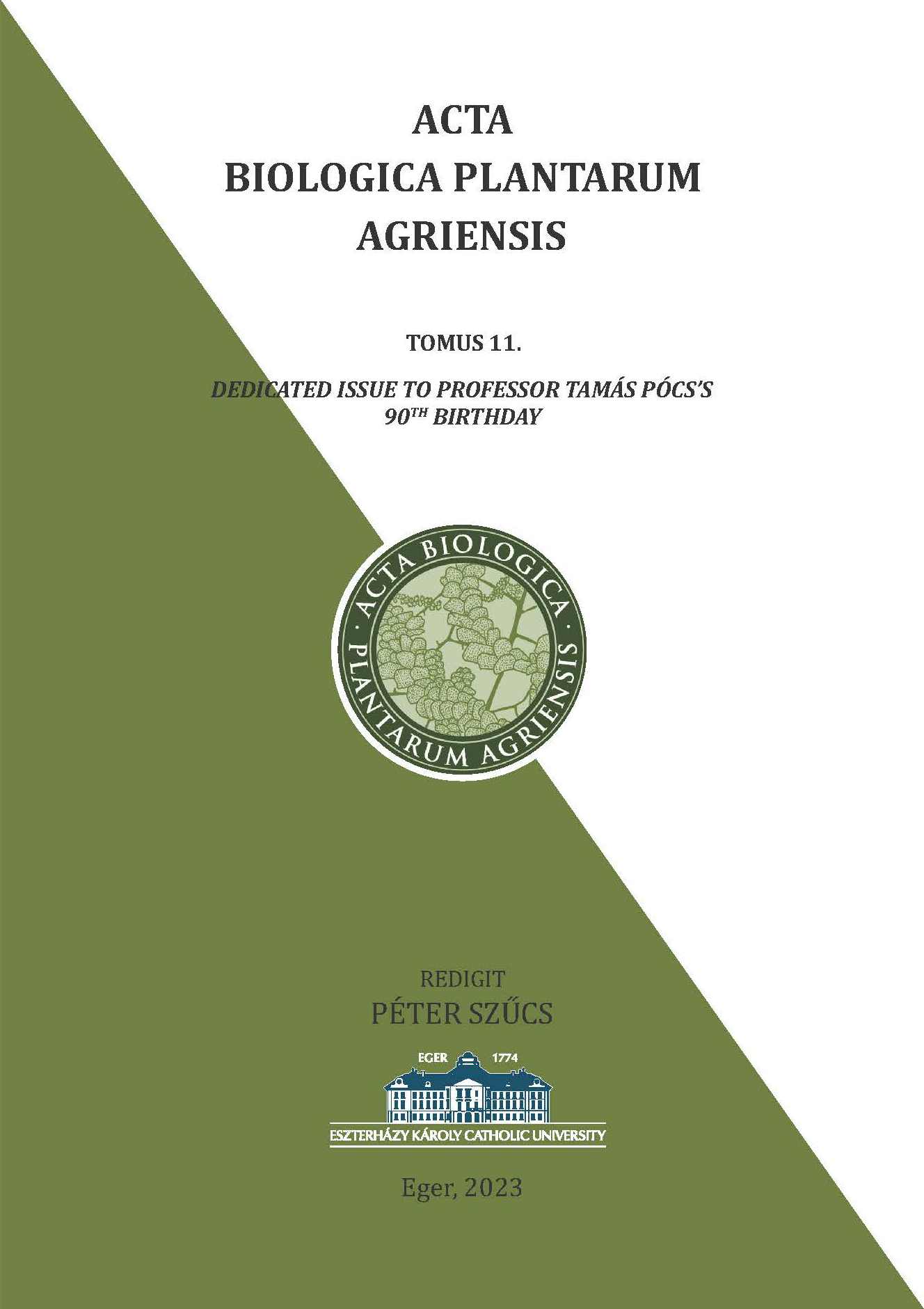					View Vol. 11 No. 2 (2023): Acta Biologica Plantarum Agriensis
				