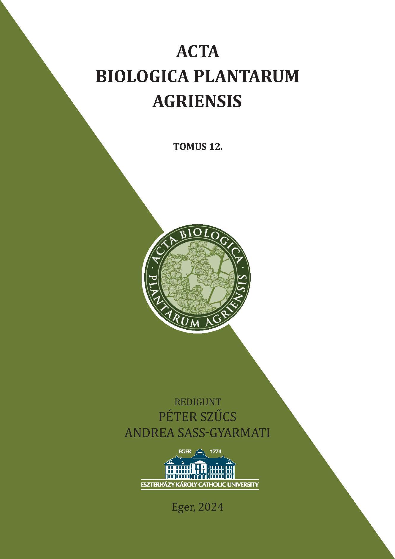 					View Vol. 12 No. 1 (2024): Acta Biologica Plantarum Agriensis
				